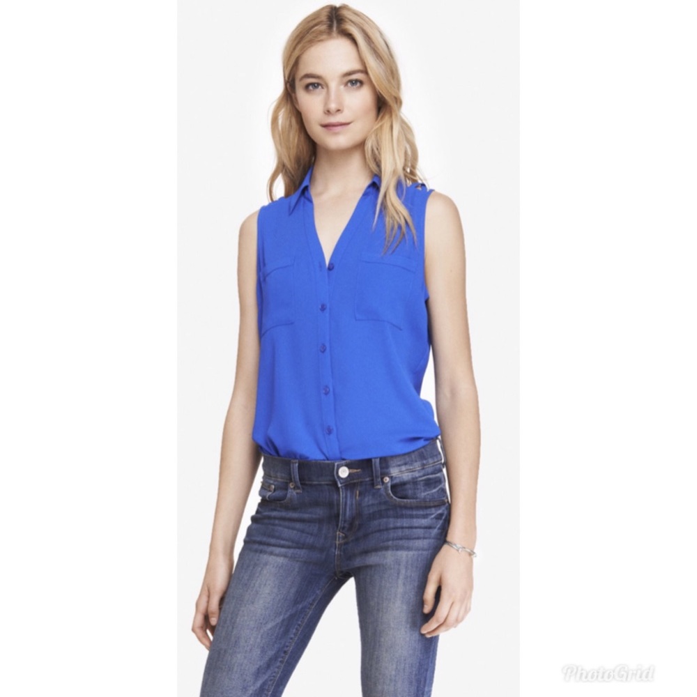 Royal blue shoulder less blouse